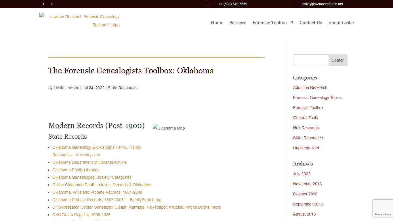 The Forensic Genealogists Toolbox: Oklahoma | Lawson Research