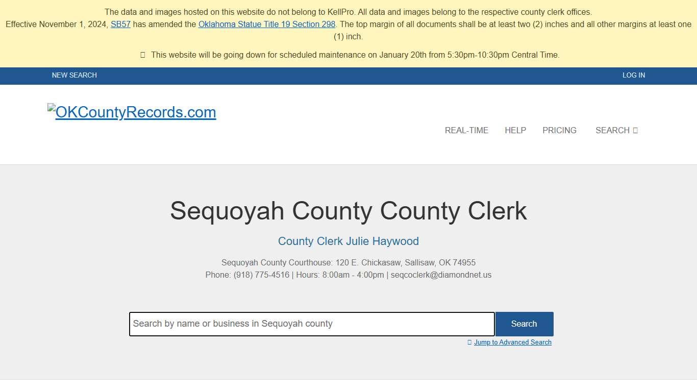 Sequoyah County | OKCountyRecords.com | County Clerk Public Land Records for Oklahoma